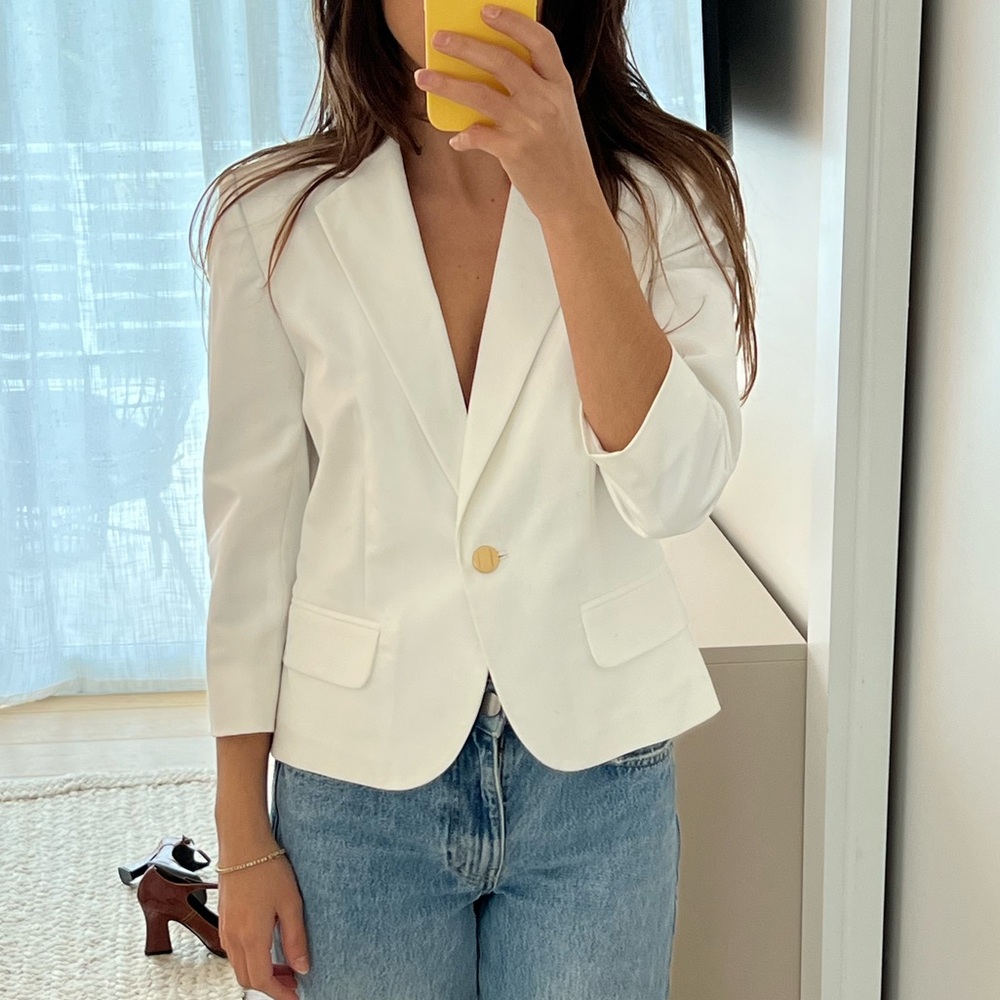 Vintage Calvin Klein White Blazer with 3/4 sleeves Size 6